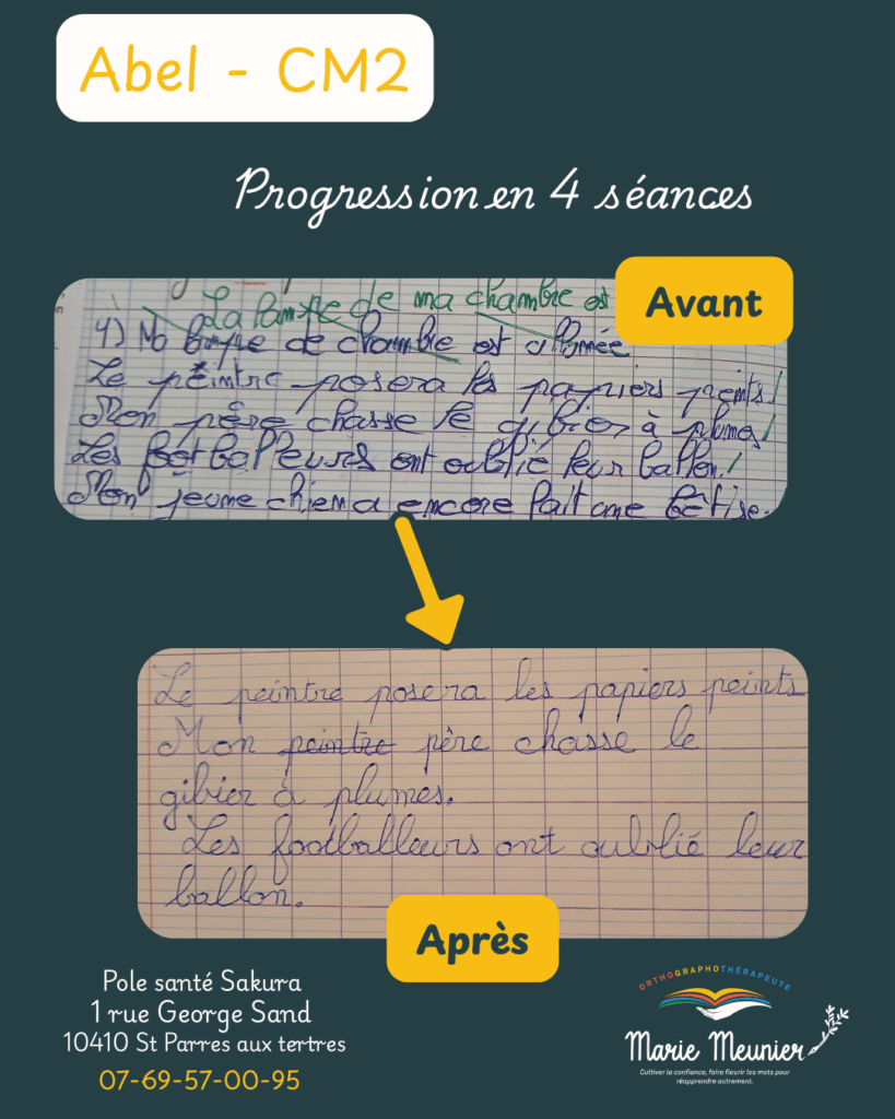 Une progression avant-avant en orthographothérapie dans l'Aube.