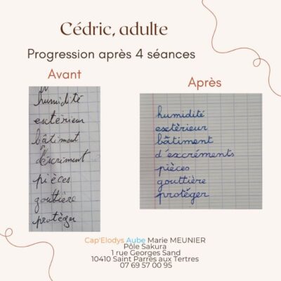 Un exemple de progression en orthographothérapie pour adulte près de Troyes.