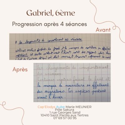 Un exemple de progression en orthographothérapie à Saint Parres aux Tertres.