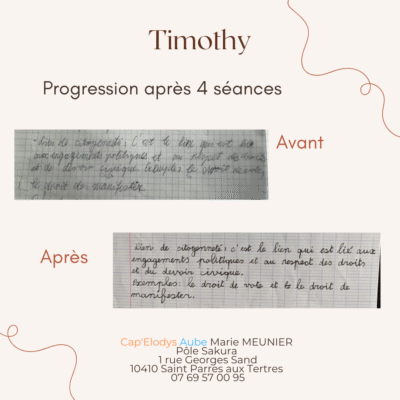 Un avant après une séance d'orthographothérapie.